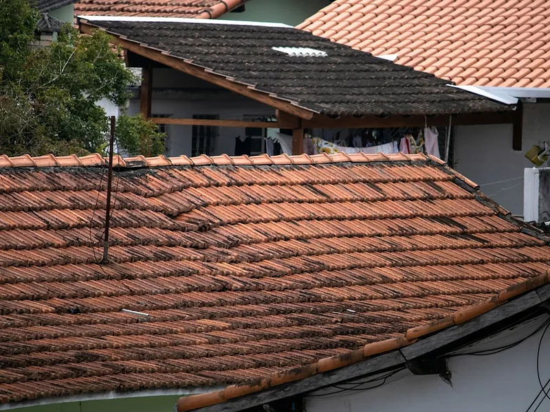 a roof with a few shingles